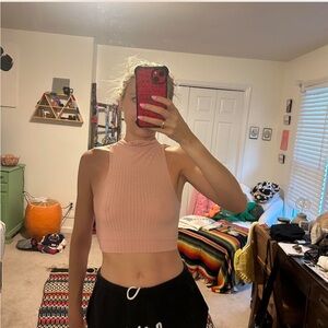 Free People Blush Ribbed Crop Top